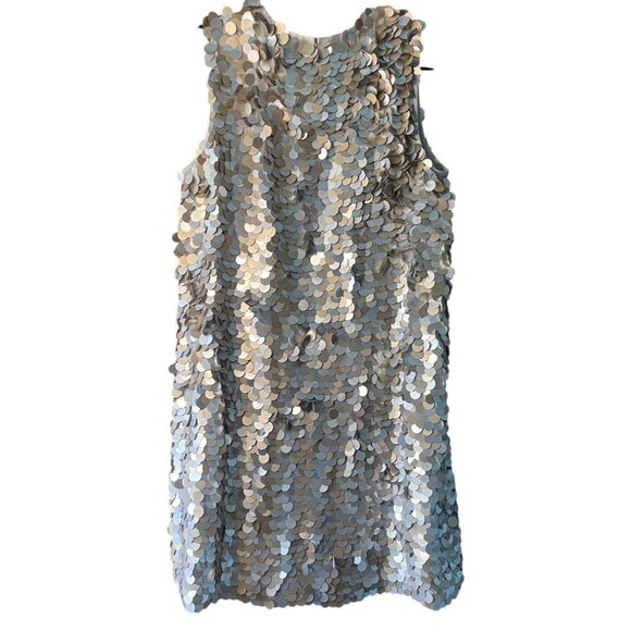 Lafayette 148 New York Paillette Sequin Shift Dress Mixed-Metal Metallic Large - Picture 6 of 16